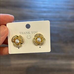Elegant Gold and Silver Pearl Flower Earrings